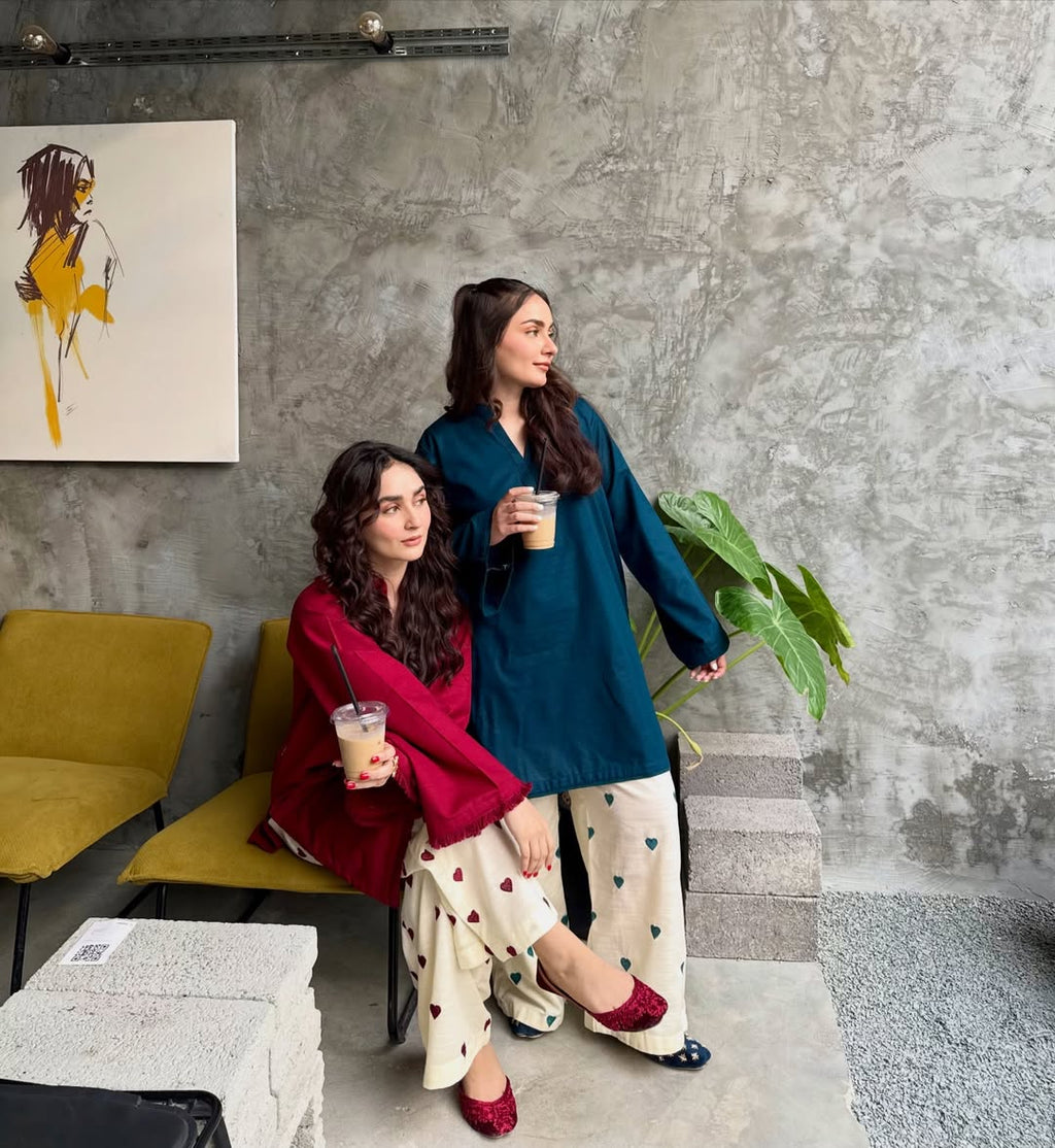 Hania Amir Heart Embroidered co-ord set