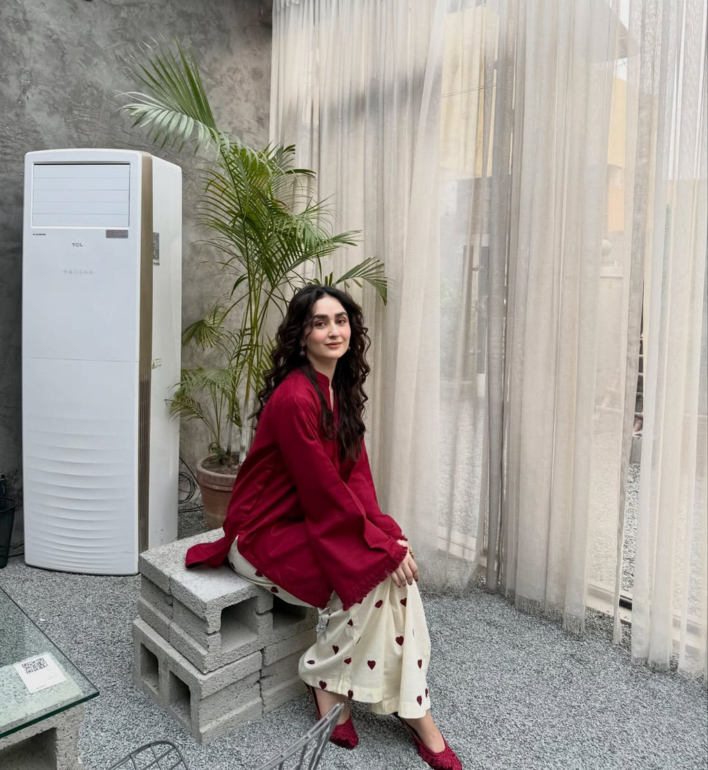 Hania Amir Heart Embroidered co-ord set