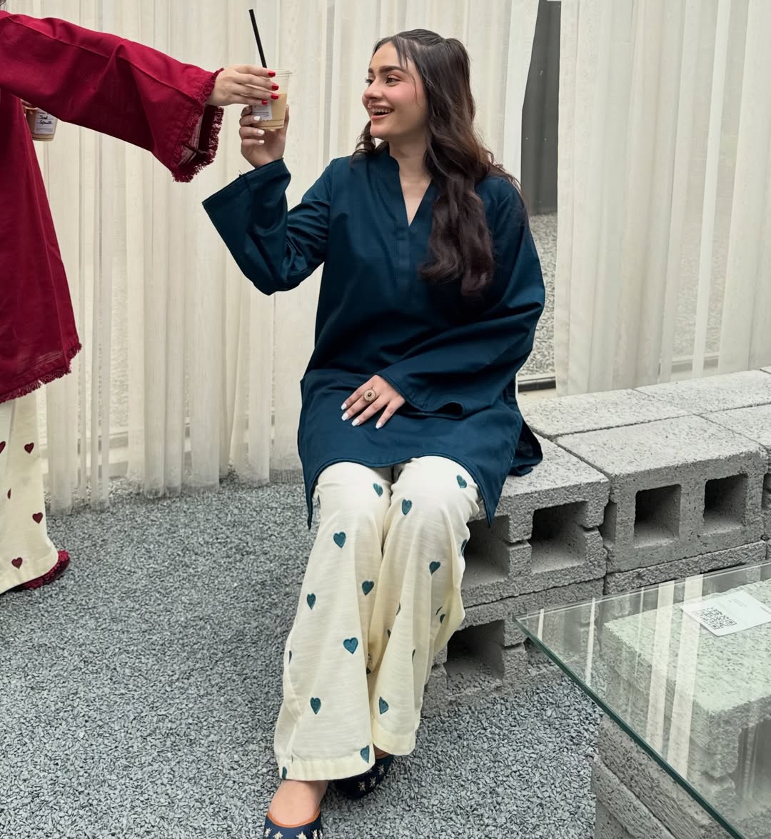 Hania Amir Heart Embroidered co-ord set