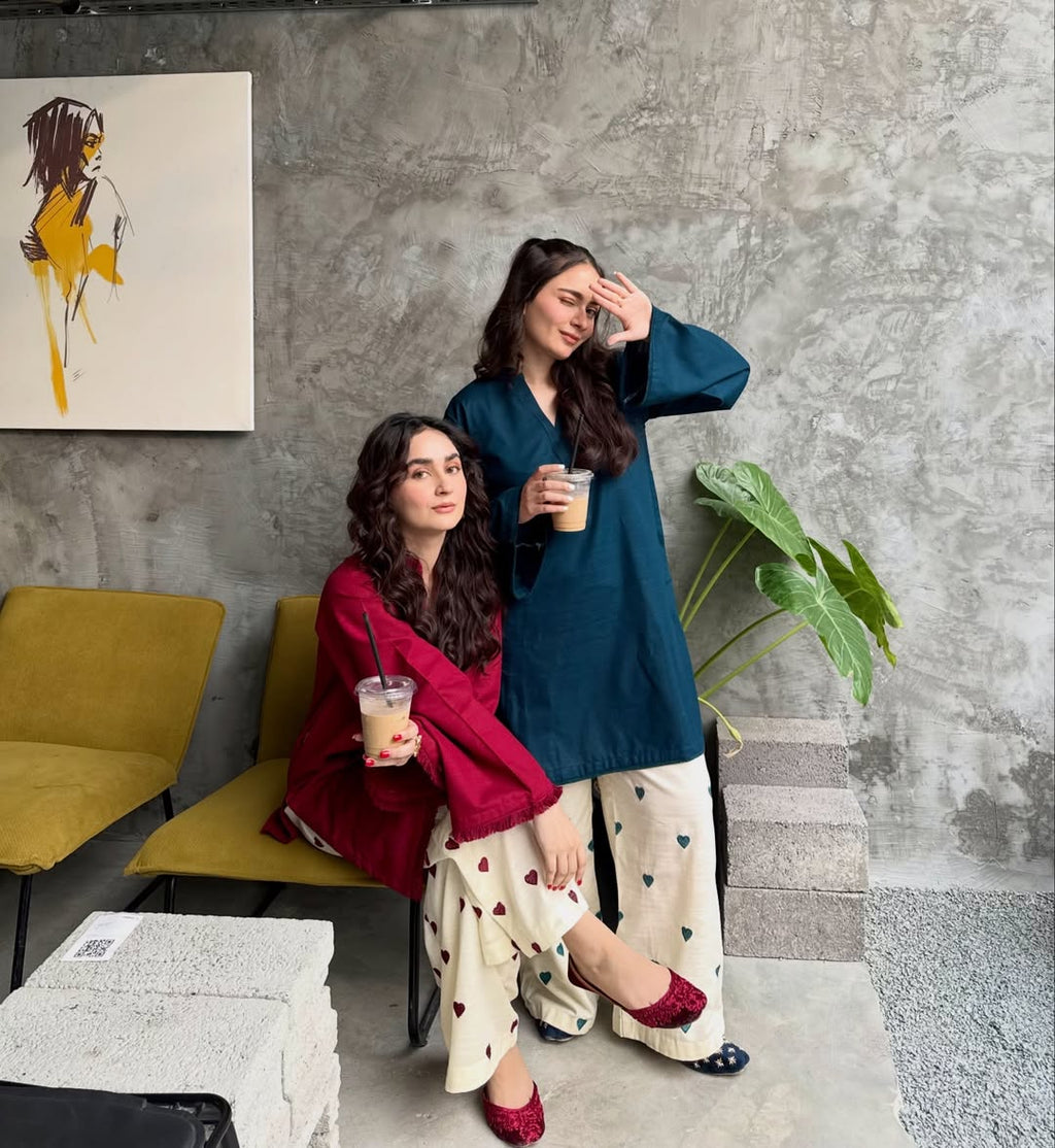 Hania Amir Heart Embroidered co-ord set